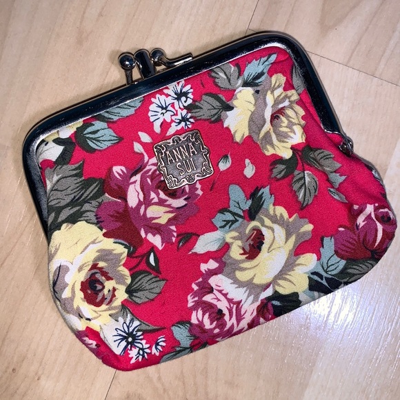 Anna Sui Handbags - ANNA SUI Floral Double Slot Coin Purse / Pouch